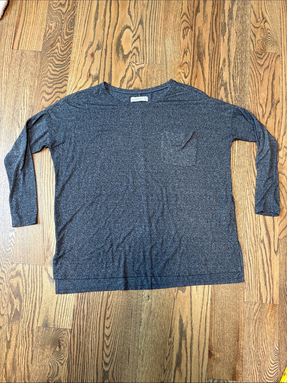 Abercrombie & Fitch Boxy Dark Charcoal Heather Crew Neck Top, XS/S